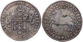 BRAUNSCHWEIG UND LÜNEBURG BRAUNSCHWEIG-LÜNEBURG-CELLE, FÜRSTENTUM
Christian Ludwig, 1648-1665. Taler 1660 LW Clausthal Vs.: fünffach behelmtes Wappen...