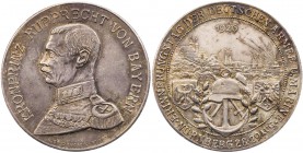 NÜRNBERG STADT
 Versilberte Bronzemedaille 1926 (v. König) Auf den Erinnerungstag der Armee und Marine, Vs.: Büste des Kronprinzen Ruprecht von Bayer...