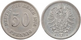 REICHSKLEINMÜNZEN
 50 Pfennig 1876 H J. 7. vz