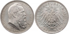 REICHSSILBERMÜNZEN BAYERN
Luitpold, Prinzregent, 1886-1912. 3 Mark 1911 Auf den 90. Geburtstag und zum 25. Regentschaftsjubiläum J. 49. Vs. min. beri...