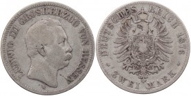 REICHSSILBERMÜNZEN HESSEN
Ludwig III., 1848-1877. 2 Mark 1876 H J. 66. s