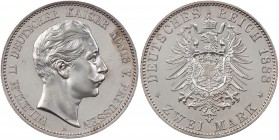 REICHSSILBERMÜNZEN PREUSSEN
Wilhelm II., 1888-1918. 2 Mark 1888 A J. 100. R PP
