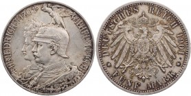 REICHSSILBERMÜNZEN PREUSSEN
Wilhelm II., 1888-1918. 5 Mark 1901 (A) Zum 200-jährigen Bestehen des Königreiches J. 106. vz