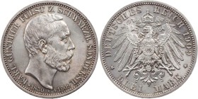 REICHSSILBERMÜNZEN SCHWARZBURG-SONDERSHAUSEN
Karl Günther, 1880-1909. 3 Mark 1909 A Auf den Tod des Fürsten J. 170. vz-St