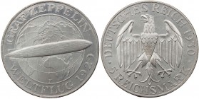 WEIMARER REPUBLIK
 5 Reichsmark 1930 F Zum Weltflug des &quot;Graf Zeppelin&quot; J. 343. vz
