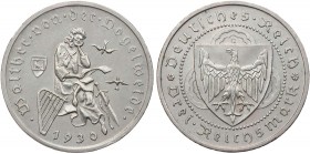 WEIMARER REPUBLIK
 3 Reichsmark 1930 G Zum 700. Todestag von Walther von der Vogelweide J. 344. vz-St