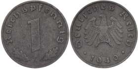DRITTES REICH
1 Reichspfennig 1940 A zu J. 373a. RRR vz
