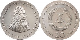 DEUTSCHE DEMOKRATISCHE REPUBLIK, 1949-1990
 20 Mark der Deutschen Notenbank 1966 (A) Zum 250. Todestag von Gottfried Wilhelm Leibniz J. 1518. vz-St