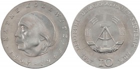 DEUTSCHE DEMOKRATISCHE REPUBLIK, 1949-1990
 10 Mark der Deutschen Notenbank 1967 (A) Zum 100. Geburtstag von Käthe Kollwitz, Randschrift: 10 MARK * (...