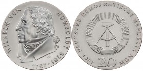 DEUTSCHE DEMOKRATISCHE REPUBLIK, 1949-1990
 20 Mark der Deutschen Notenbank 1967 (A) Zum 200. Geburtstag von Wilhelm von Humboldt J. 1520. vz-St