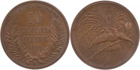 DEUTSCHE KOLONIEN DEUTSCH-NEU-GUINEA
 10 Neu-Guinea Pfennig 1894 A J. 703. Rs. kl. Fleck, vz