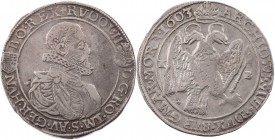 RÖMISCH-DEUTSCHES REICH
Rudolf II., 1576-1612. Taler 1603 KB Kremnitz (Ungarn) Vs.: barhäuptiges Brustbild mit Mühlsteinkragen n. r., Rs.: bekrönter ...
