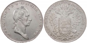 KAISERREICH ÖSTERREICH
Franz I., 1804-1835. Taler 1828 A J. 197; Dav. 9; Kahnt 331. justiert, Vs. Kratzer, ss-vz