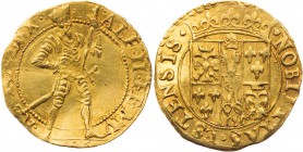 ITALIEN FERRARA
Alfonso II. d' Este, 1559-1597. Ducato 1596 Vs.: ALF II FE MV RE E C DVX, Herzog steht mit Szepter halbr., Rs.: NOBILITAS ESTENSIS, b...
