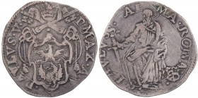 ITALIEN KIRCHENSTAAT / VATIKAN
Paul V., 1605-1621. Testone Jahr V (1610) Vs.: Wappen unter gekreuzten Schlüsseln und Mitra, Rs.: St. Paulus steht v. ...