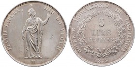 ITALIEN LOMBARDEI
Provisorische Regierung 1848. 5 Lire 1848 Mailand Dav. 206; Herinek 3; KM C.22.3. kl. Randf., Kratzer, ss-vz