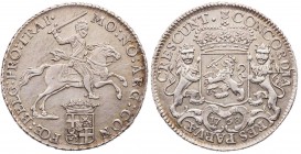 NIEDERLANDE UTRECHT
 1/2 Dukaton (1/2 zilveren rijder) 1768 Vs.: Ritter zu Pferd über Wappen n. r., Rs.: bekröntes Wappen zwischen 2 Löwen Delmonte 1...