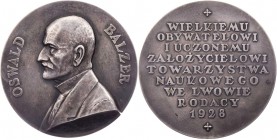 POLEN REPUBLIK, 1919-1939.
 Silbermedaille 1928 (v. Piotra Wojtowicza, 1927) Auf Oswald Balzer, Jurist, Wissenschaftler und Gründer der Wissenschafts...