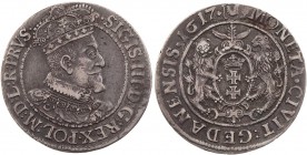 POLEN DANZIG
Sigismund III., 1587-1632. Ort (1/4 Reichstaler) 1617 Vs.: bekrönte Büste n. r., Umschrift endet auf PRVS und Punkt, Rs.: bekröntes Stad...
