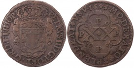 PORTUGAL KÖNIGREICH
Peter II., 1683-1706. Ku.-20 Reis 1695 Für die Kolonie Angola, Vs.: bekröntes Wappen, Rs.: Wert XX in Vierpass, umher 4 x P kreuz...