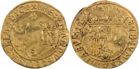 SPANIEN KÖNIGREICH
Fernando und Isabel, 1474-1504. 2 Excelentes o. J. Sevilla Vs.: bekrönte Büsten des Königpaares einander zugewandt, oben Kugelkreu...