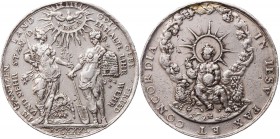 KRIEG UND FRIEDEN DEUTSCHLAND
 Silbermedaille 1631 (Signatur R. S.) Auf den Friedenswunsch während des 30-jährigen Krieges, nach dem Vorbild von Seba...