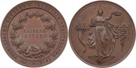 GEWERBE, HANDEL, INDUSTRIE NATIONALE AUSSTELLUNGEN
Kaiserslautern Bronzemedaille 1872 (v. Ries) Auf die 3. Pfälzische Gewerbe- und Industrie-Ausstell...