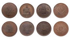 RELIGION FREIMAUREREI
Frankreich Lot Bronze-Medaillen Paris, Loge Point parfait von 1760, Slg. Peltzer 553, Dm. 28 mm; Paris 1804, Loge Triple Unité ...