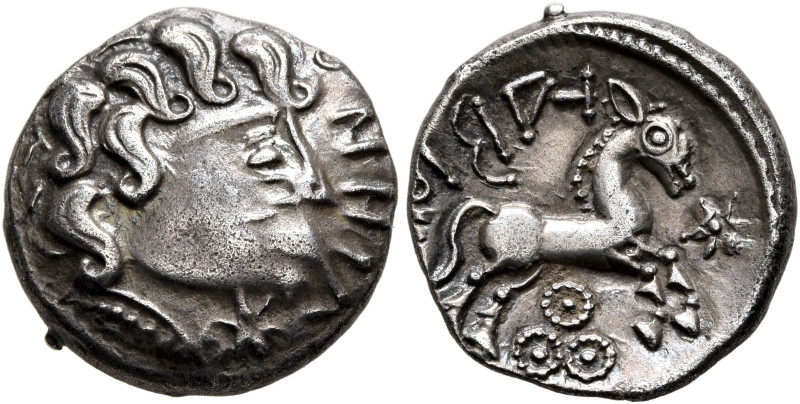 NORTHEAST GAUL. Suessiones. Circa 100-50 BC. Quinarius (Silver, 14 mm, 2.45 g, 5...