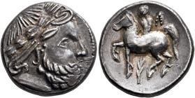 LOWER DANUBE. Uncertain tribe. Circa 2nd century BC. Tetradrachm (Silver, 24 mm, 12.89 g, 9 h), 'Banater Kreis' type, imitating Philip II of Macedon. ...