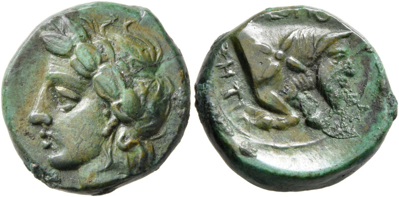 CAMPANIA. Neapolis. Circa 325-320 BC. Quarter Unit (Bronze, 18 mm, 5.18 g, 8 h)....