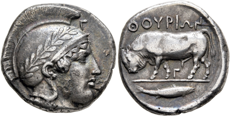 LUCANIA. Thourioi. Circa 443-400 BC. Stater (Silver, 20 mm, 7.93 g, 3 h). Head o...