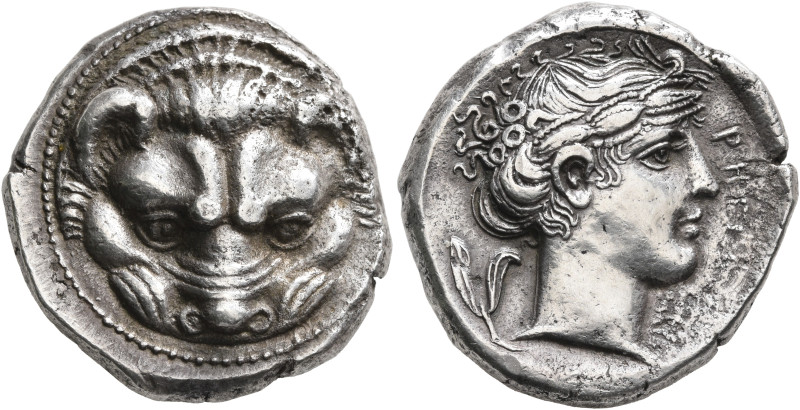 BRUTTIUM. Rhegion. Circa 415/0-387 BC. Tetradrachm (Silver, 25 mm, 16.66 g, 6 h)...