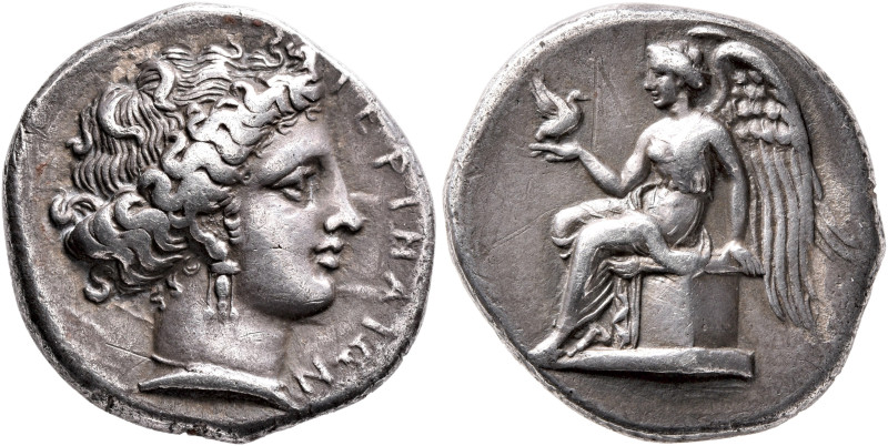 BRUTTIUM. Terina. Circa 400-356 BC. Didrachm or Nomos (Silver, 20 mm, 7.46 g, 3 ...