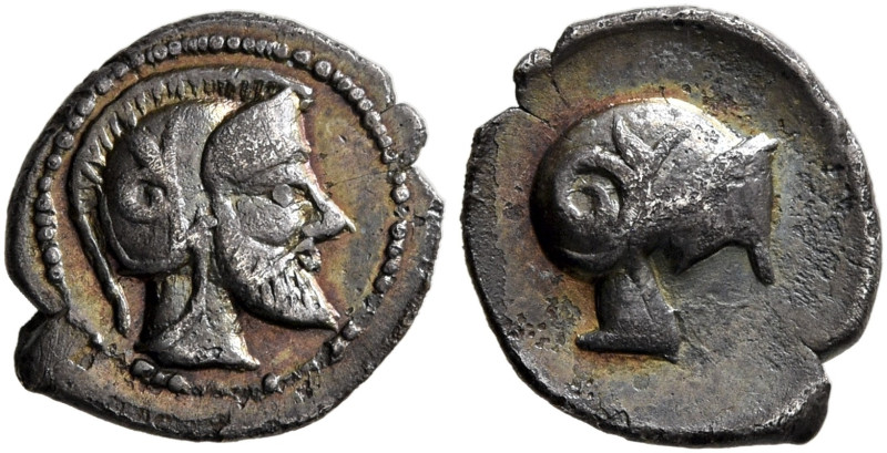 SICILY. Himera. Circa 475-450 BC. Litra (Silver, 8 mm, 0.52 g, 11 h). Bearded ma...