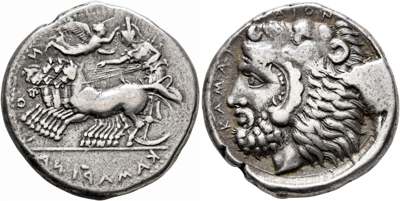 SICILY. Kamarina. Circa 425-405 BC. Tetradrachm (Silver, 27 mm, 17.00 g, 5 h). И...
