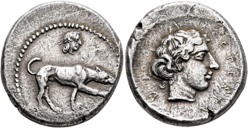 SICILY. Segesta. Circa 412/10-400 BC. Didrachm (Silver, 21 mm, 8.39 g, 7 h). The...