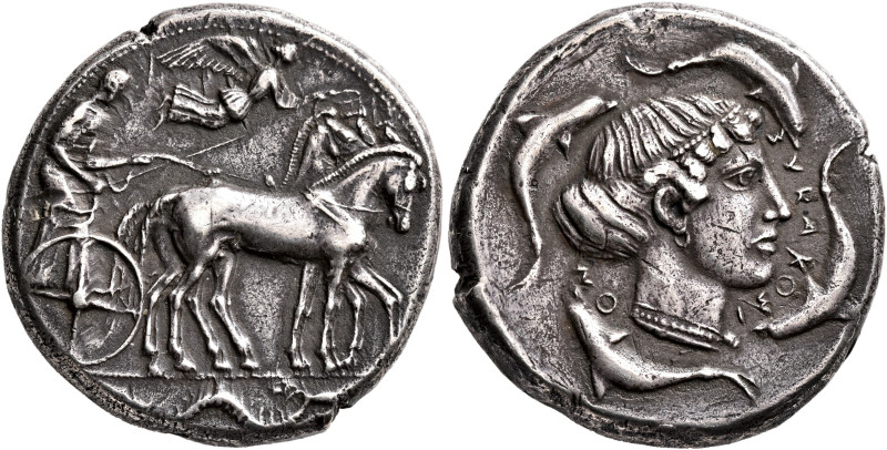 SICILY. Syracuse. Second Democracy, 466-405 BC. Tetradrachm (Silver, 26 mm, 17.0...