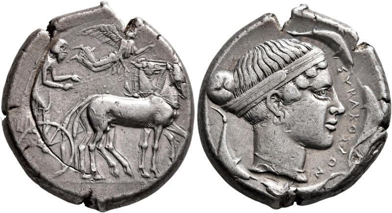 SICILY. Syracuse. Second Democracy, 466-405 BC. Tetradrachm (Silver, 24 mm, 17.1...