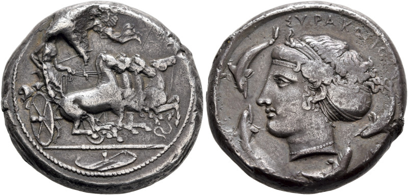 SICILY. Syracuse. Second Democracy, 466-405 BC. Tetradrachm (Silver, 25 mm, 17.3...