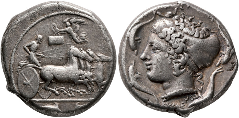SICILY. Syracuse. Second Democracy, 466-405 BC. Tetradrachm (Silver, 24 mm, 17.2...