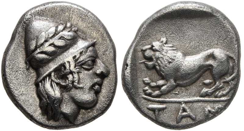 TAURIC CHERSONESOS. Tamyrake. Circa 400-375 BC. Diobol (Silver, 9 mm, 1.28 g, 11...