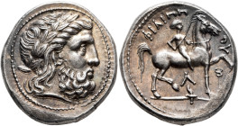 KINGS OF MACEDON. Philip II, 359-336 BC. Tetradrachm (Silver, 27 mm, 14.35 g, 1 h), Amphipolis, struck under Kassander, circa 307-297. Laureate head o...
