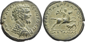 THRACE. Pautalia. Septimius Severus, 193-211. Tetrassarion (Bronze, 31 mm, 18.45 g, 12 h), T. Statilius Barbarus, legatus Augusti pro praetore provinc...