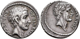 Q. Pompeius Rufus, 54 BC. Denarius (Silver, 17 mm, 3.87 g, 7 h), Rome. Q•POM•RVFI / RVFVS•COS Bare head of the consul Q. Pompeius Rufus to right. Rev....