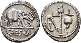 Julius Caesar, 49-44 BC. Denarius (Silver, 17 mm, 3.87 g, 7 h), military mint moving with Caesar in Gallia Narbonensis or Hispania Citerior, 49-48. CA...