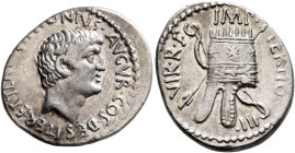 Mark Antony, 44-30 BC. Denarius (Silver, 21 mm, 4.00 g, 5 h), Antiochia on the Orontes or a military mint travelling with Canidius Crassus in Armenia,...