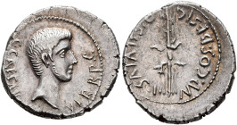 Octavian, 44-27 BC. Denarius (Silver, 19 mm, 3.92 g, 11 h), with Q. Salvius Salvidienus Rufus, moneyer. Mint moving with Octavian in Italy, 40. C•CAES...