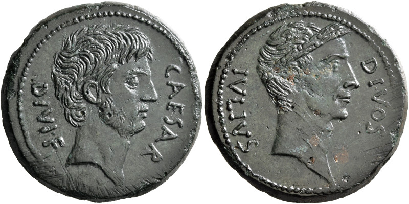 Octavian, with Divus Julius Caesar, 44-27 BC. Dupondius (?) (Bronze, 30 mm, 15.8...