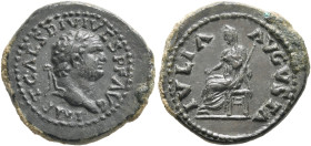 Titus, 79-81. Quadrans (?) (Bronze, 18 mm, 3.37 g, 6 h), uncertain eastern mint, possibly in Thrace, 80-81. IMP T CAES DIVI VESP F AVG Laureate head o...